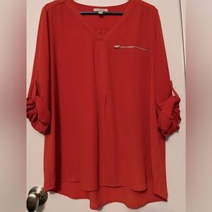 Women’s 1X Blouse, red/orange.